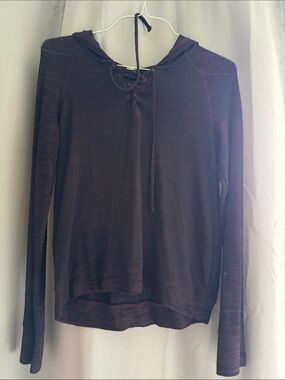 Prince & Fox Lace-Up Hooded Long Sleeve Top - Plum